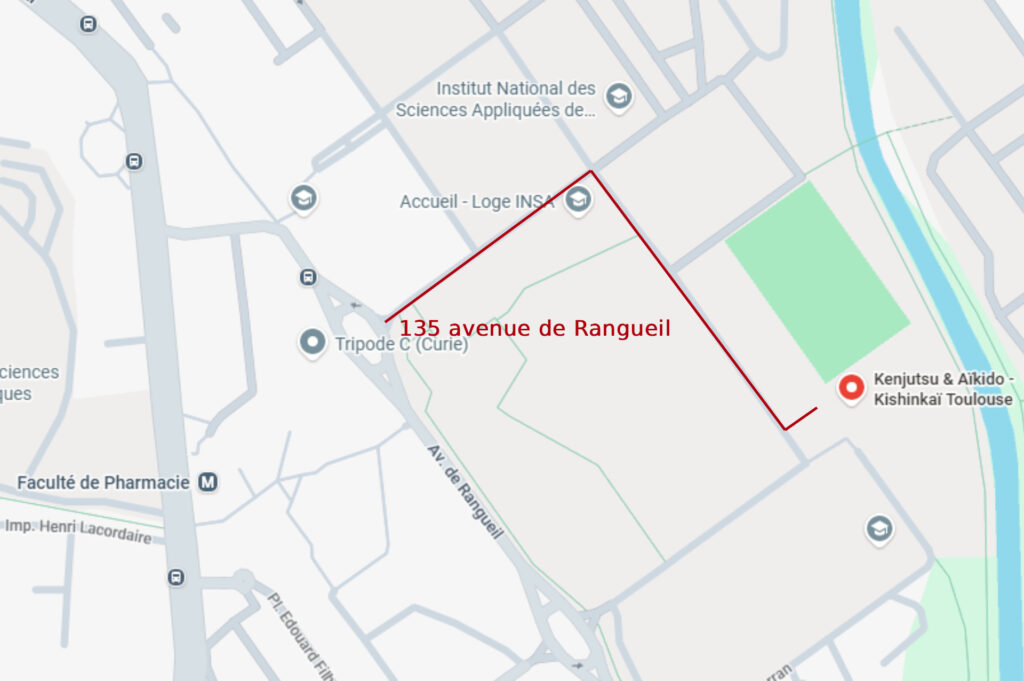 Localisation du dojo Kishinkai Toulouse 
